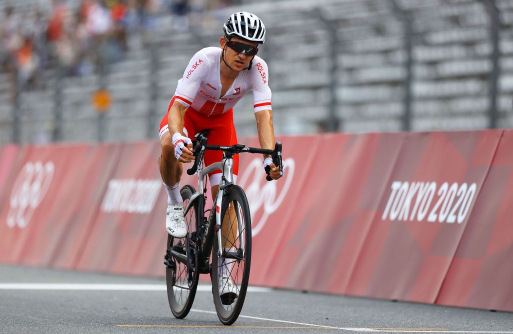 OYAMA JAPAN JULY 24 Michal Kwiatkowski of Team Canada on arrival during the Mens road race at the Fuji International Speedway on day one of the Tokyo 2020 Olympic Games on July 24 2021 in Oyama Shizuoka Japan Photo by Tim de WaeleGetty Images