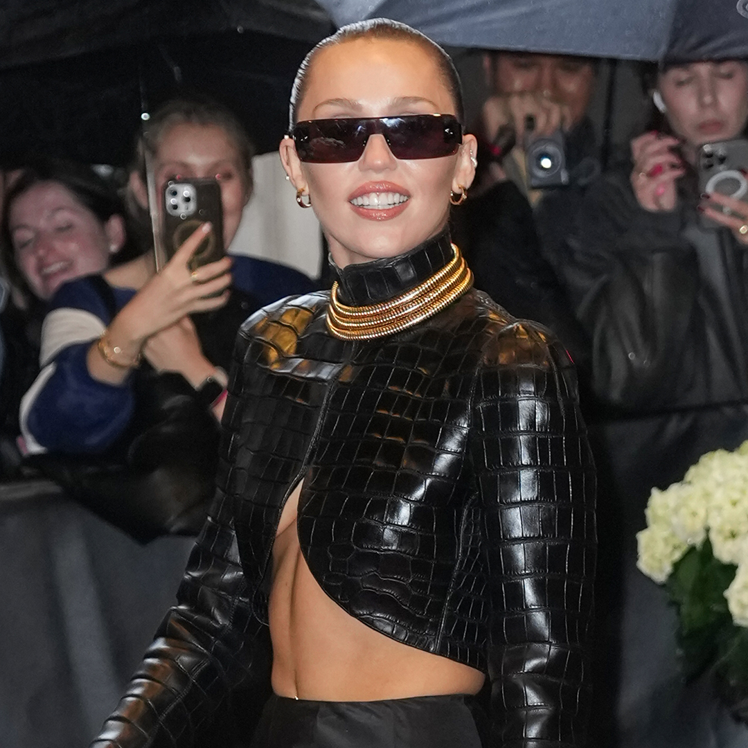 Miley Cyrus leaves The Carlyle Hotel before the 2025 Met Gala: "Superfine: Tailoring Black Style" at the Metropolitan Museum of Art on May 05, 2025 in New York City.