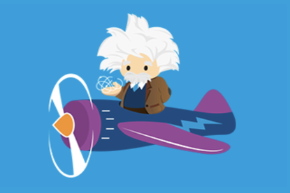 Cartoon Einstein in airplane