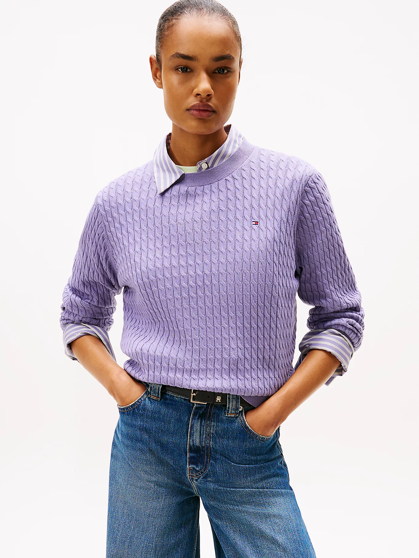 Tommy Hilfiger, Fine Cable Knit Crew Neck Jumper