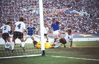 Yugoslavia take on France in the semi-finals of the men's football tournament at the 1984 Olympics.
