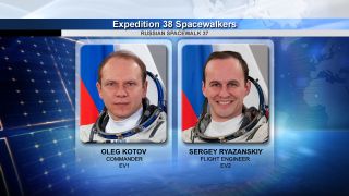 Russian cosmonauts Oleg Kotov and Sergey Ryazanskiy took a spacewalk outside the International Space Station on Dec. 27, 2013 to install commercial Earth observation cameras for the company UrtheCast and swap out experiments on the orbiting laboratory's h