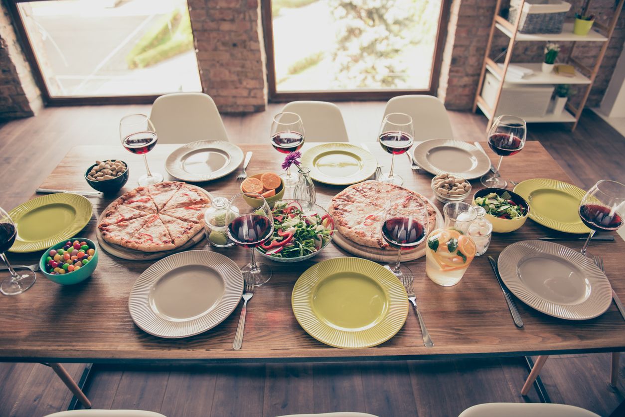 A table set for lunch.