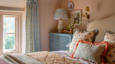 A traditional coral bedroom
