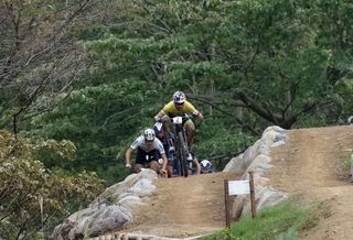 Riders during the Tokyo MTB test event