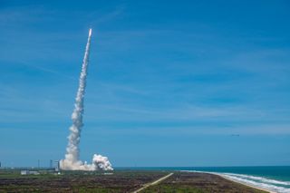 A United Launch Alliance Atlas V rocket carrying the SBIRS GEO Flight 5 missile-warning satellite for the U.S. Space Force lifts off from Space Launch Complex 41 at Cape Canaveral Space Force Station in Florida on May 18, 2021.