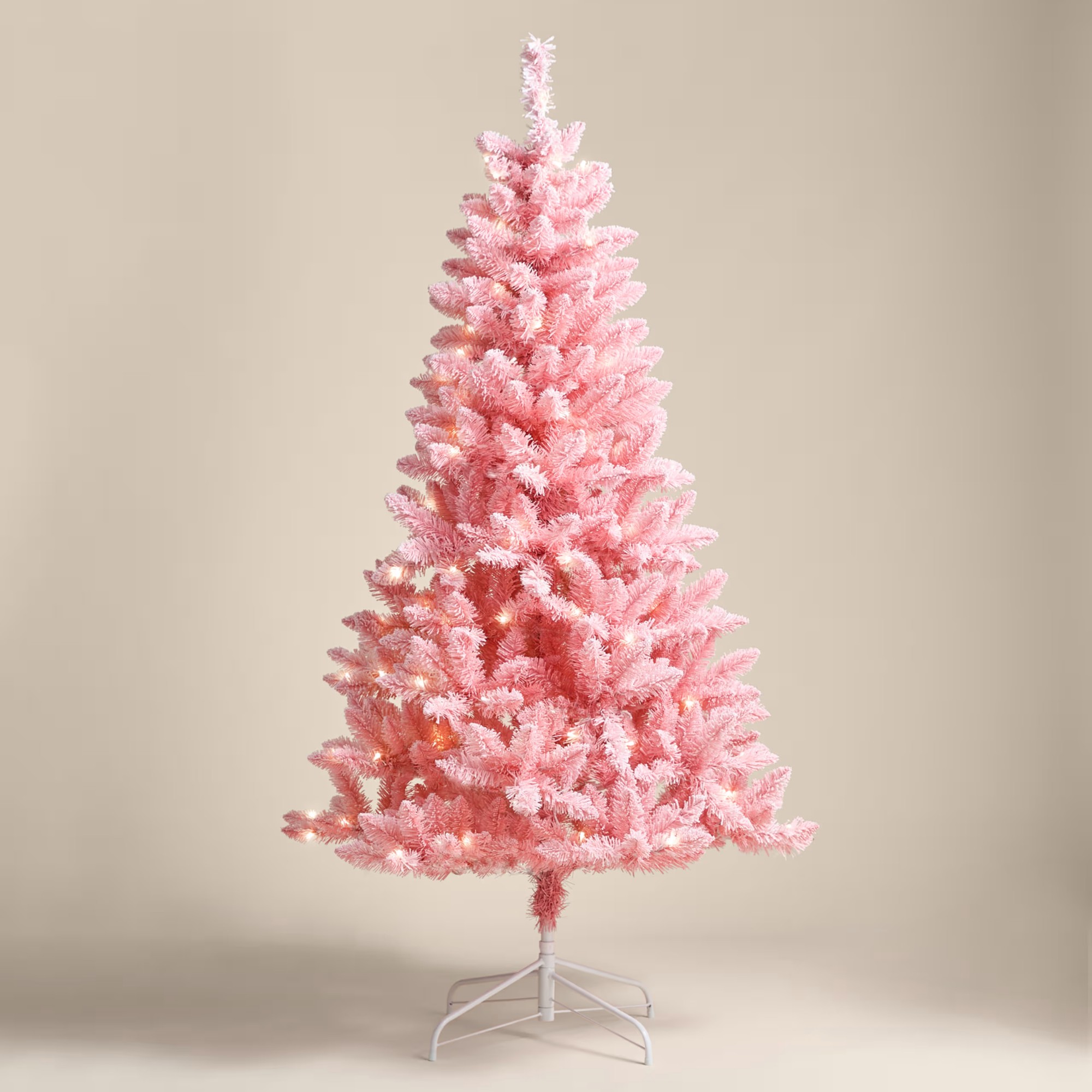 M&amp;amp;S 6ft Pre-Lit Snowy Pink Christmas Tree