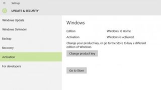 The Windows activation section of Settings also lets you change the product key or buy an upgrade