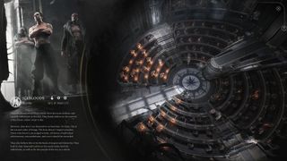 A parliamentary session in Frostpunk 2, showing a description of the 'Icebloods' faction.