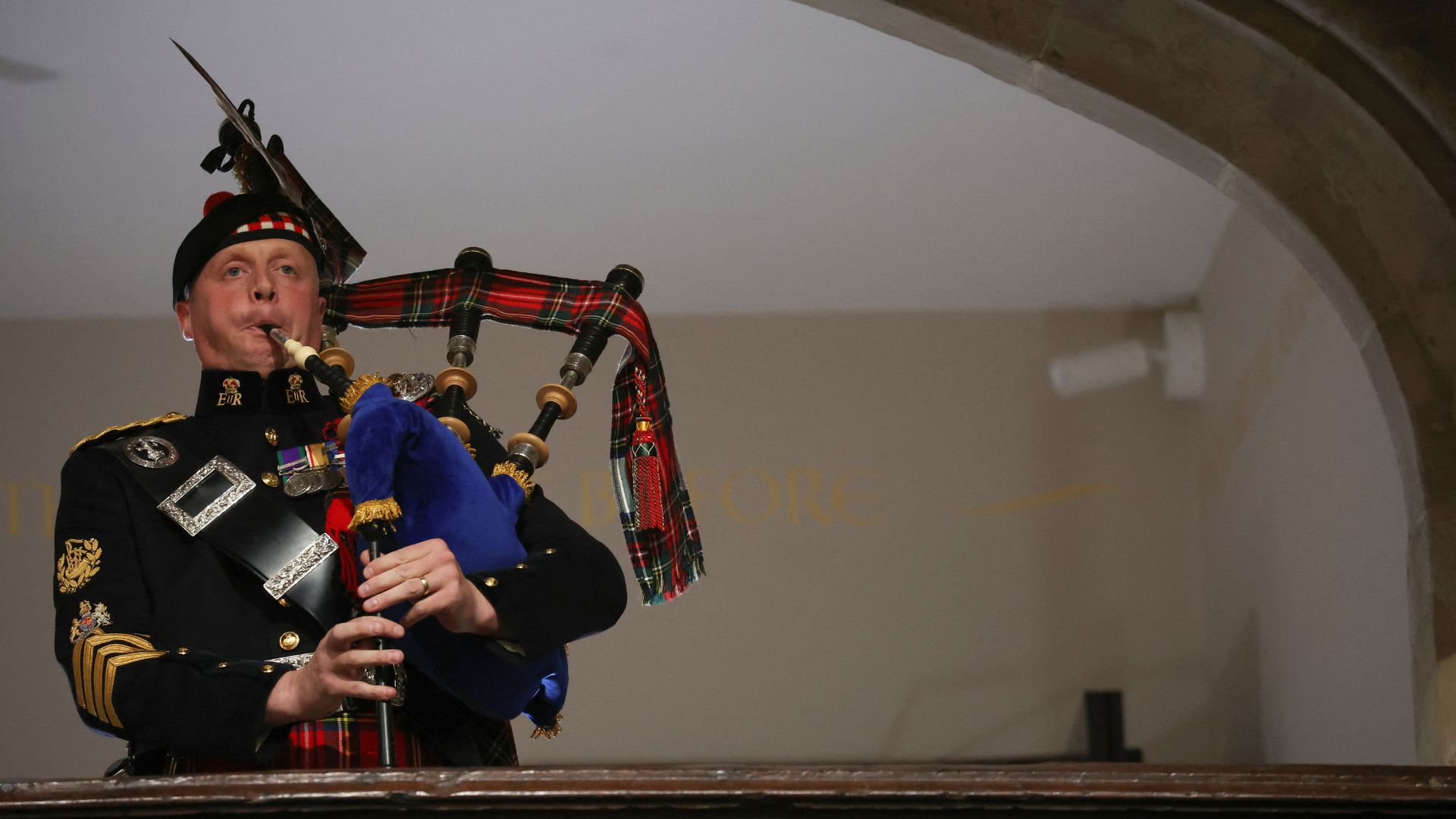 Bagpiper playing at Queen Elizabeth II's funeral