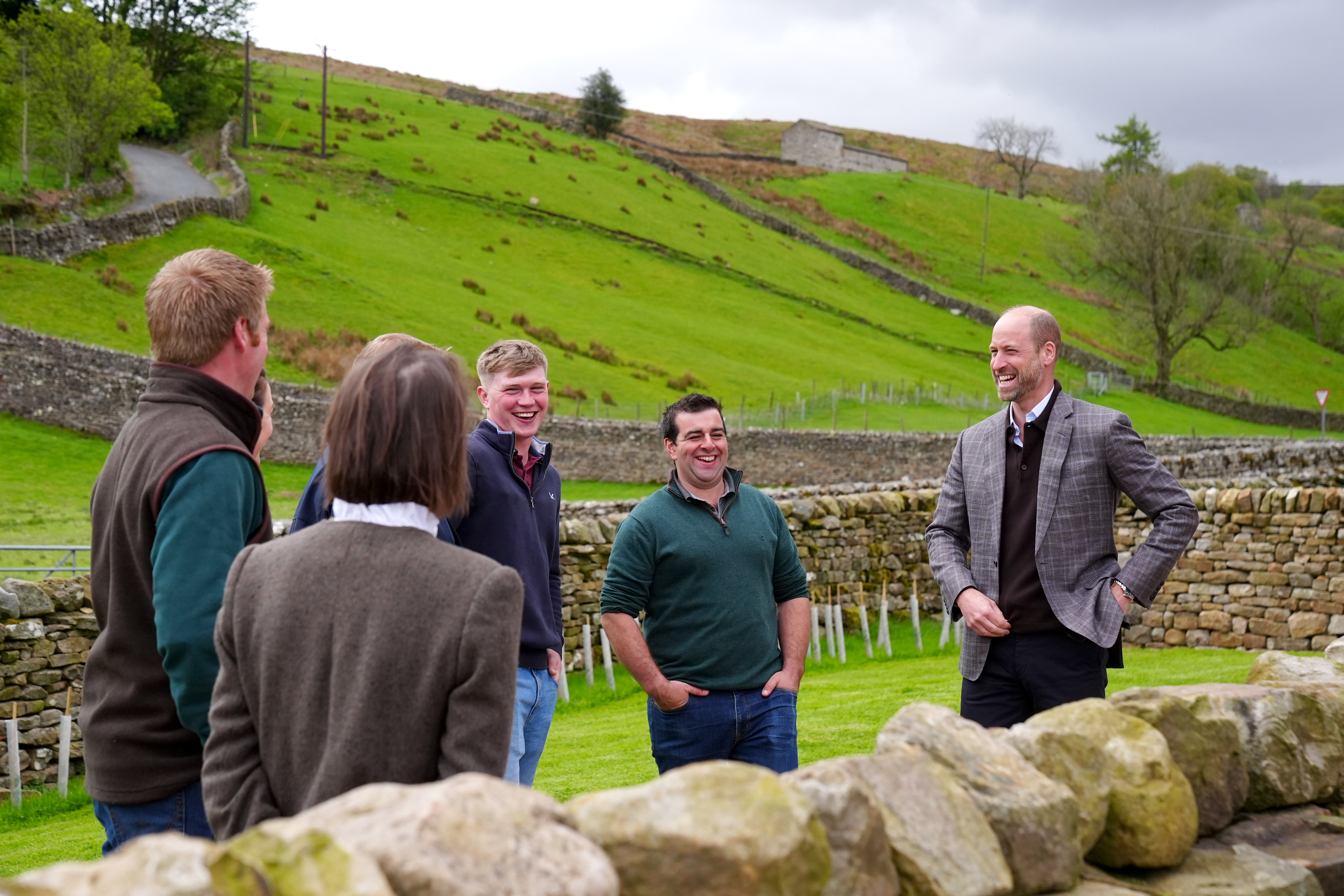 Prince William, Prince of Wales talks with Adam Hunter and farmers to hear about challenges shaping modern farming May 5, 2026 (Photo by Owen Humphreys - WPA Pool/Getty Images)