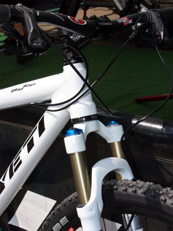 The tapered head tube is designed to fit conventional headsets.