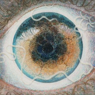 A painting called "The Host," by contemporary artist Ben Taylor, is based on Taylor's experience with a parasitic worm that he found in his eye.