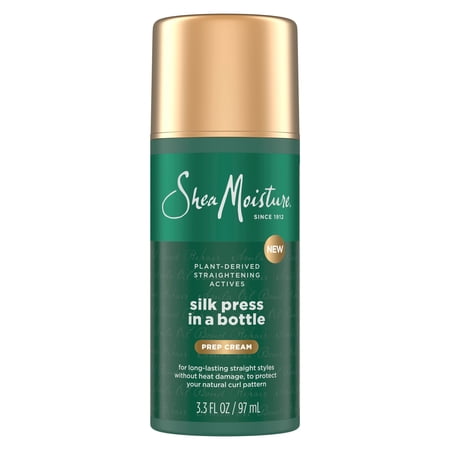 Sheamoisture Silk Press Prep Cream With Plant-Derived Straightening Actives, Alma Oil &amp;amp; Hydroplex Technolog Provides Heat Protection While Helping to Preserve Natural Curl Pattern,3.3fl Oz