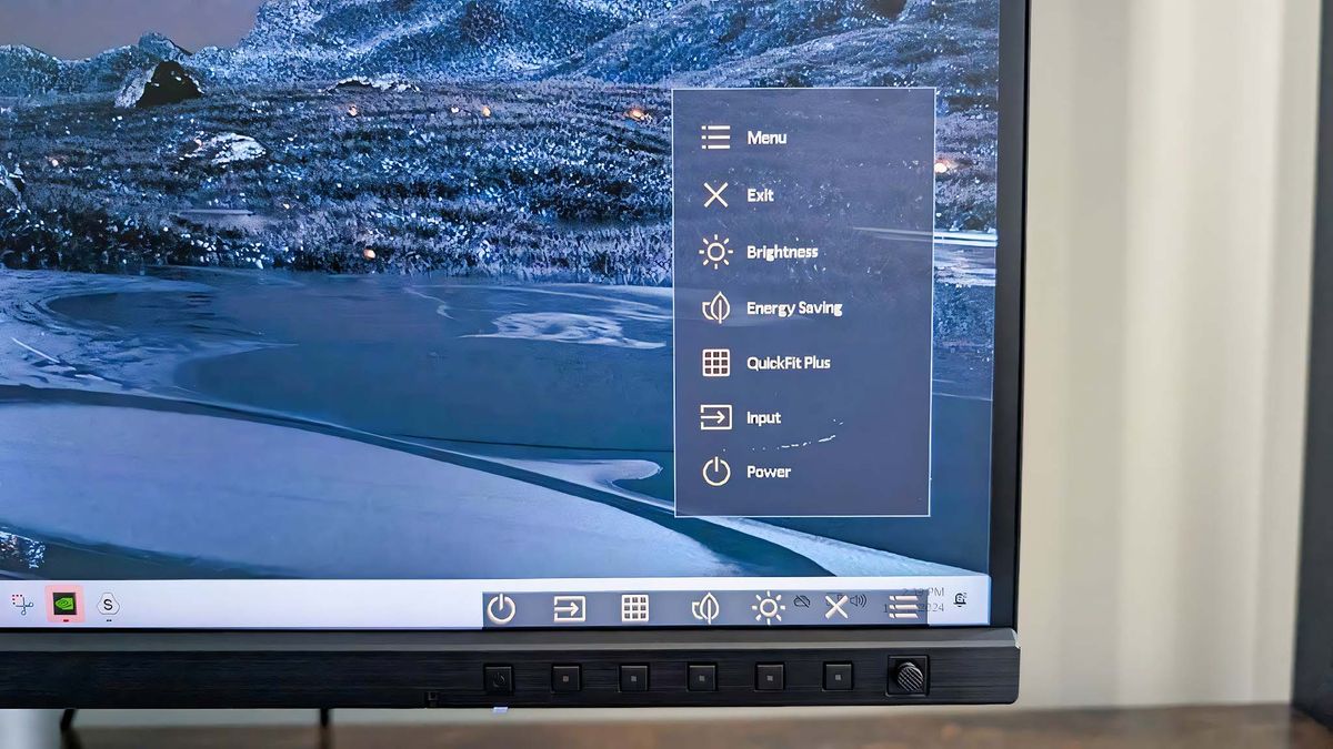 A closeup of the ASUS ProArt PA27JCV's quick OSD menu.