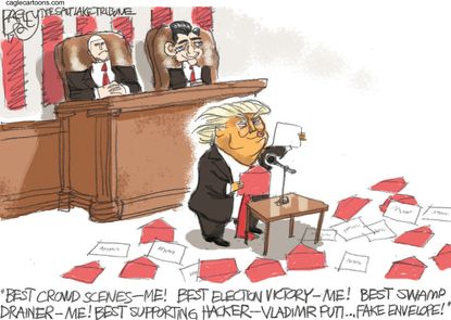 Political Cartoon U.S. Donald Trump Oscars Congress speech
