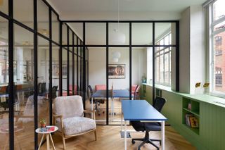 drama republic offices colourful and gridded interiors