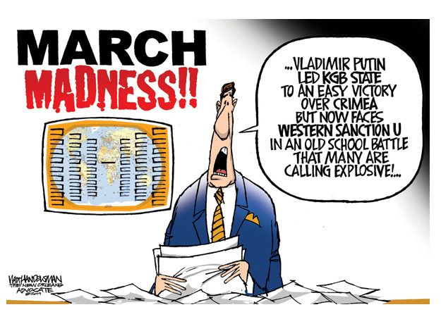 Political cartoon March madness Russia bracket