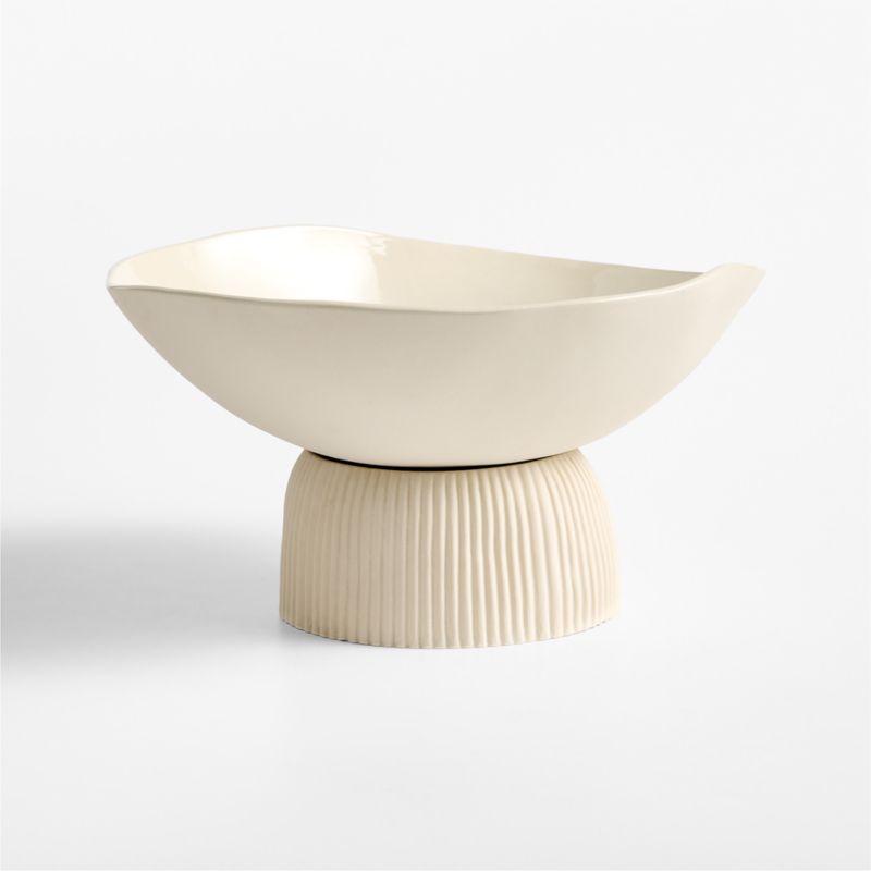 Curvy Ribbed Cream Decorative Bowl by Cym Warkov