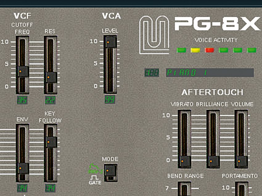 First of all, let's look at recreating some popular 'hollow' bass patches with a virtual analogue synth. We're going to use PG-8X by Martin Lüders, which you can pick up for free at www.bit.ly/IFVcXm. This is an excellent-sounding VSTi. Start from the default patch, Piano 1 - there's no need to initialise it.
