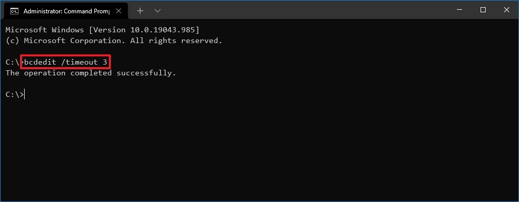 Bcdedit Timeout Command