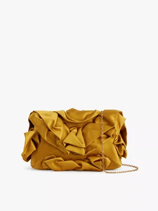 Dries Van Noten ruffled chain-shoulder-strap silk shoulder bag