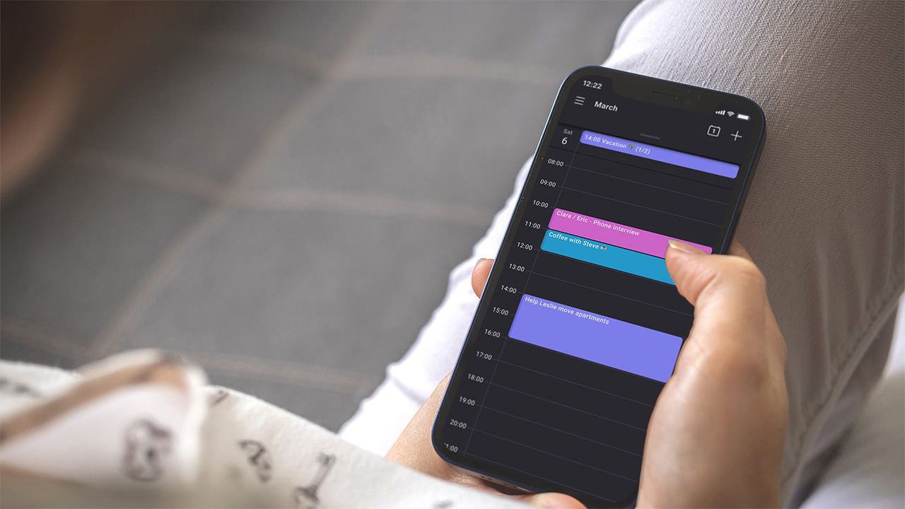 Proton Calendar being used on an iPhone