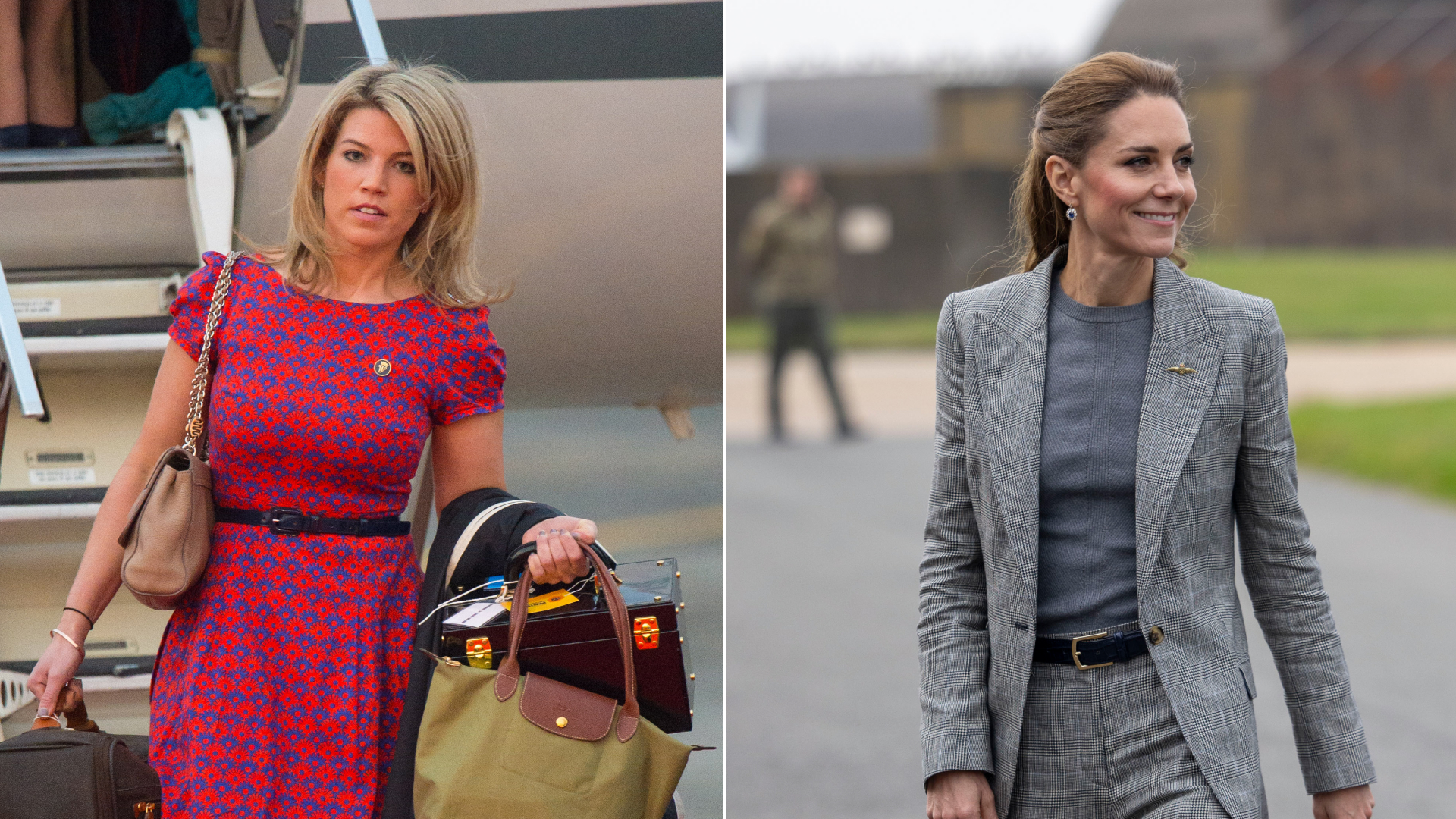 Kate Middleton's former PA and Stylist Natasha Archer carries items of luggage as she arrives at Tezpur Airport on April 12, 2016 in Assam, India