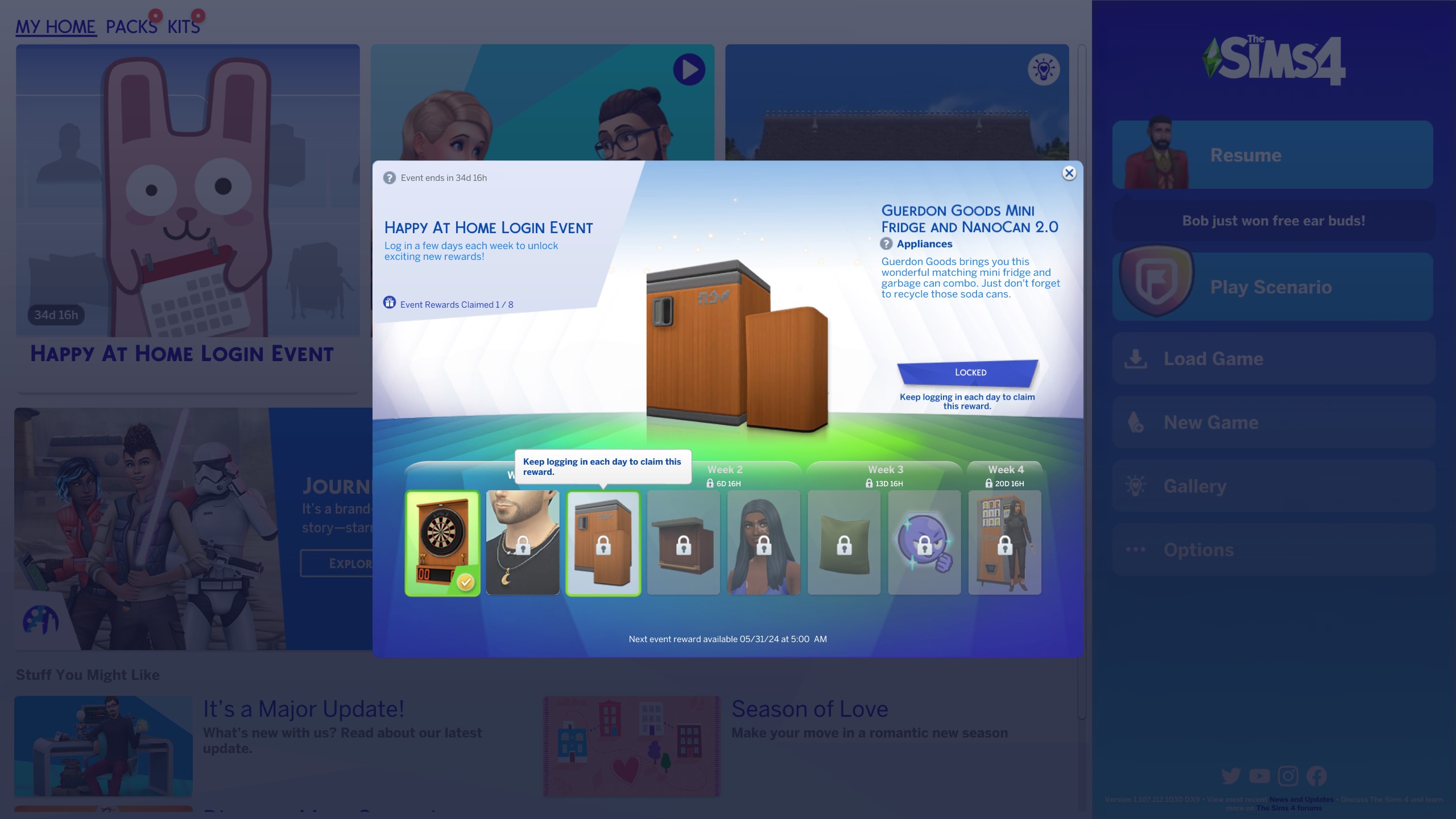 The Sims 4 - a pop up menu for the 