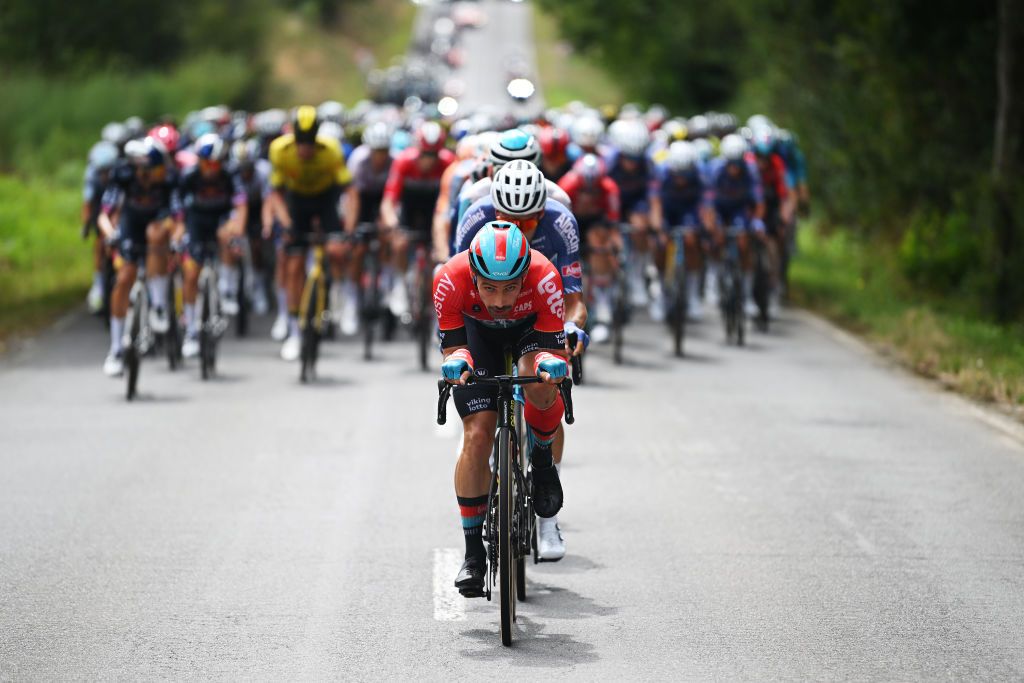 PADRON SPAIN AUGUST 28 Victor Campeanerts of Belgium and Team Lotto Dstny competes during the La Vuelta 79th Tour of Spain 2024 Day 11 a 1665km stage from Padron to Padron UCIWT on August 28 2024 in Padron Spain Photo by Dario BelingheriGetty Images