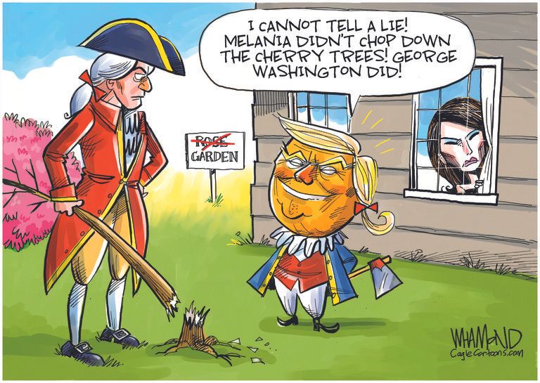 Political Cartoon U.S. Trump Melania rose garden | The Week