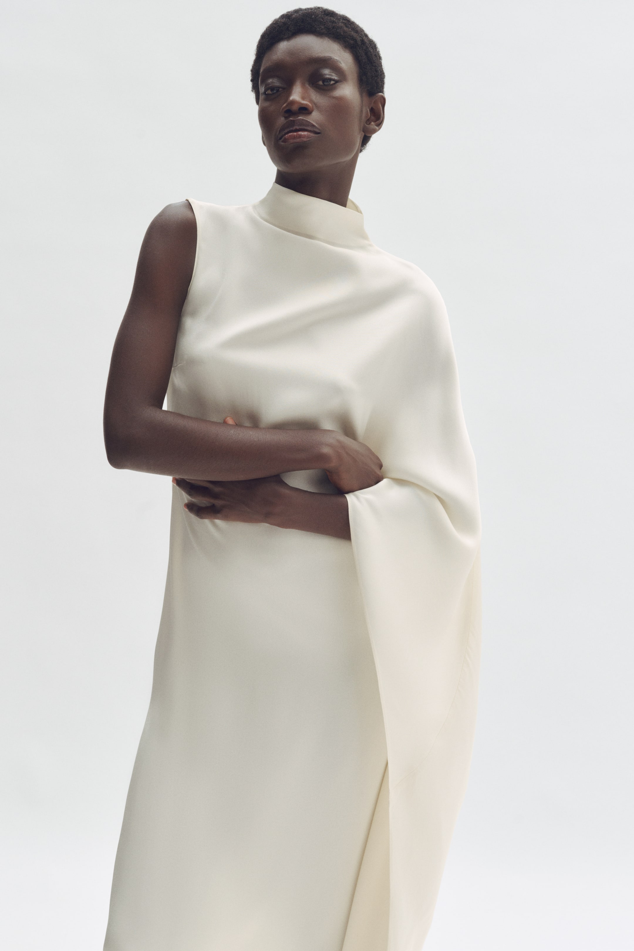 Satin Cape Dress