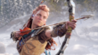 A pixelized image of Aloy in Horizon Forbidden West