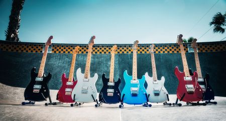 Charvel's Neo-Classic Series offers the San Dimas Style 1 with and without a Floyd Rose, with finishes including Robin's Egg Blue, Ivory Blitz, Gloss Black, Velvet Midnight and Racing Red