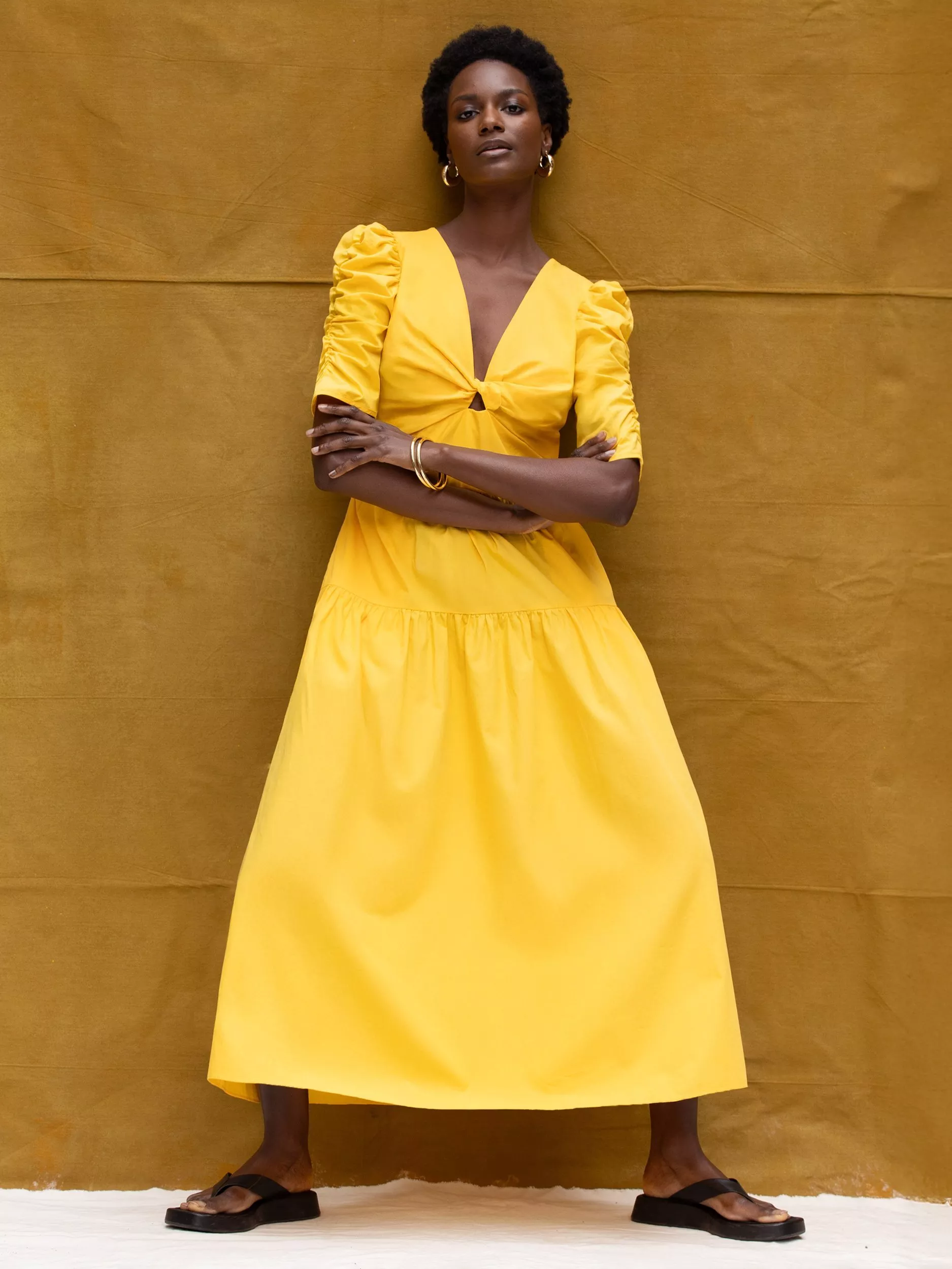 Ro&zo Cotton Poplin Twist Front Dress
