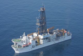 The Chikyu, a seafloor drilling vessel.