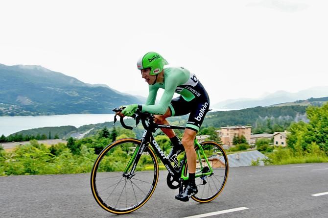 Bauke Mollema (Belkin) struggled in the time trial and dropped out of the top 3 overall