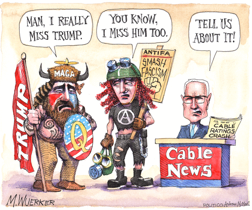 Editorial Cartoon U.S. cable news ratings trump