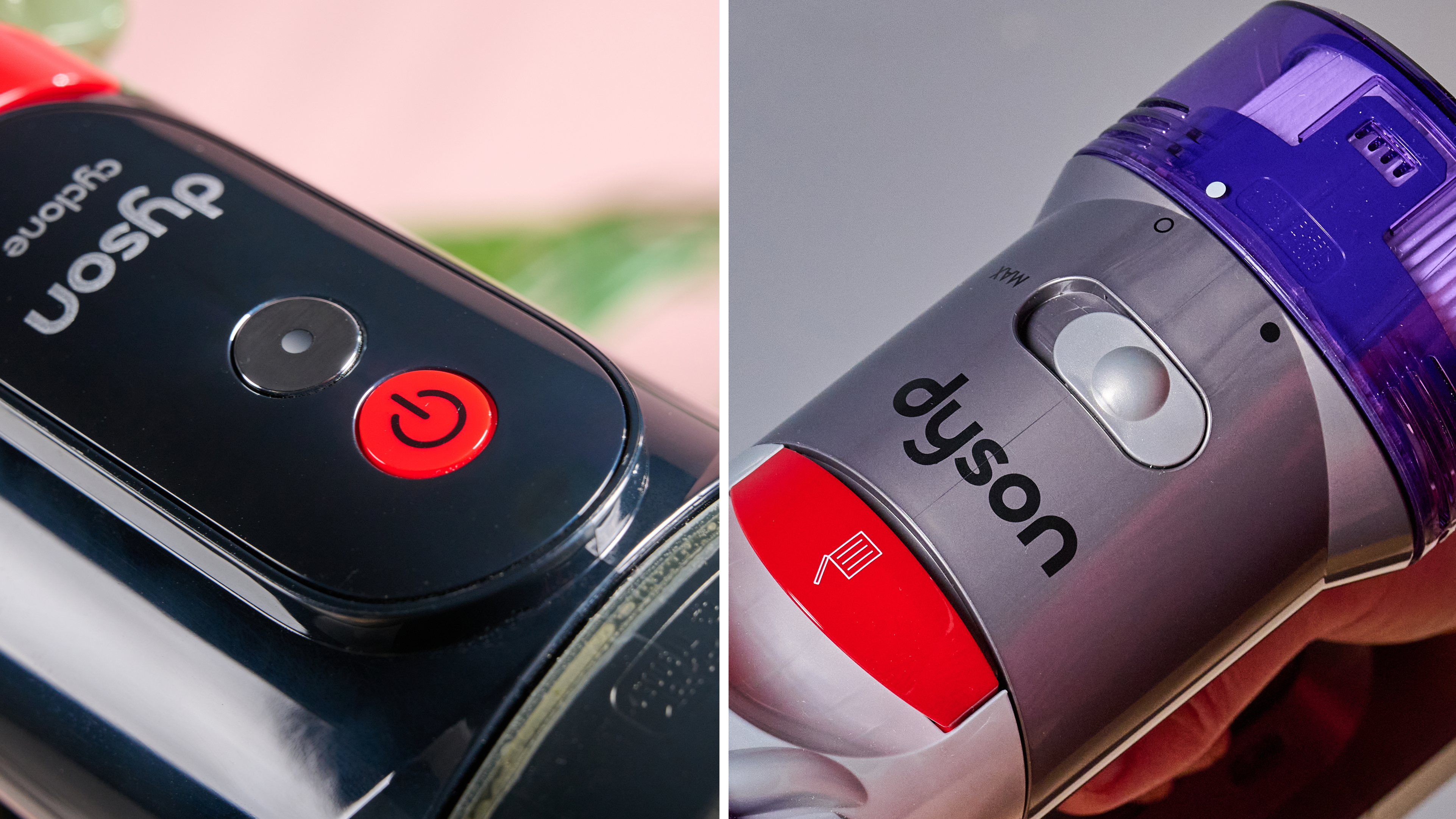 Controls on the V8 Cyclone (left) and on the V8