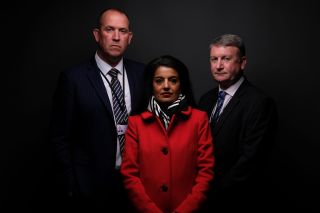 Parm Sandhu with Graham McMillan and Simon Harding - the Murder Island experts