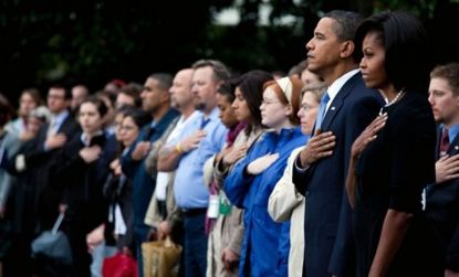 President Obama and First Lady Michelle Obama observe a moment of silence on the eighth anniversary of the 9/11 attacks: The White House has issued guidelines for the upcoming 10th anniversar