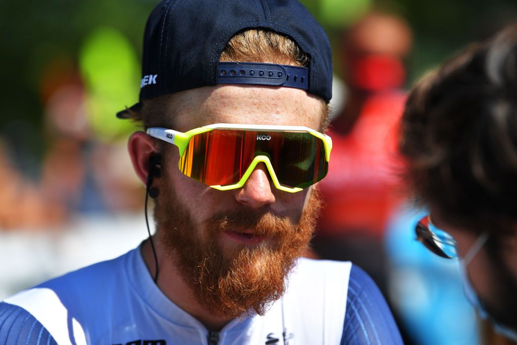 BOURGENBRESSE FRANCE JULY 29 Quinn Simmons of United States and Team Trek Segafredo prior to the 33rd Tour de lAin 2021 Stage 1 a 1391km stage from Parc des Oiseaux to BourgenBresse 237m tourdelain on July 29 2021 in BourgenBresse France Photo by Luc ClaessenGetty Images