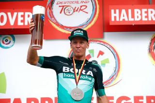 Pascal Ackermann celebrates winning stage 1 at Deutschland Tour
