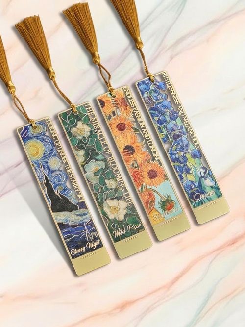 4 Pcs Metal Van Gogh Bookmark With Tassel