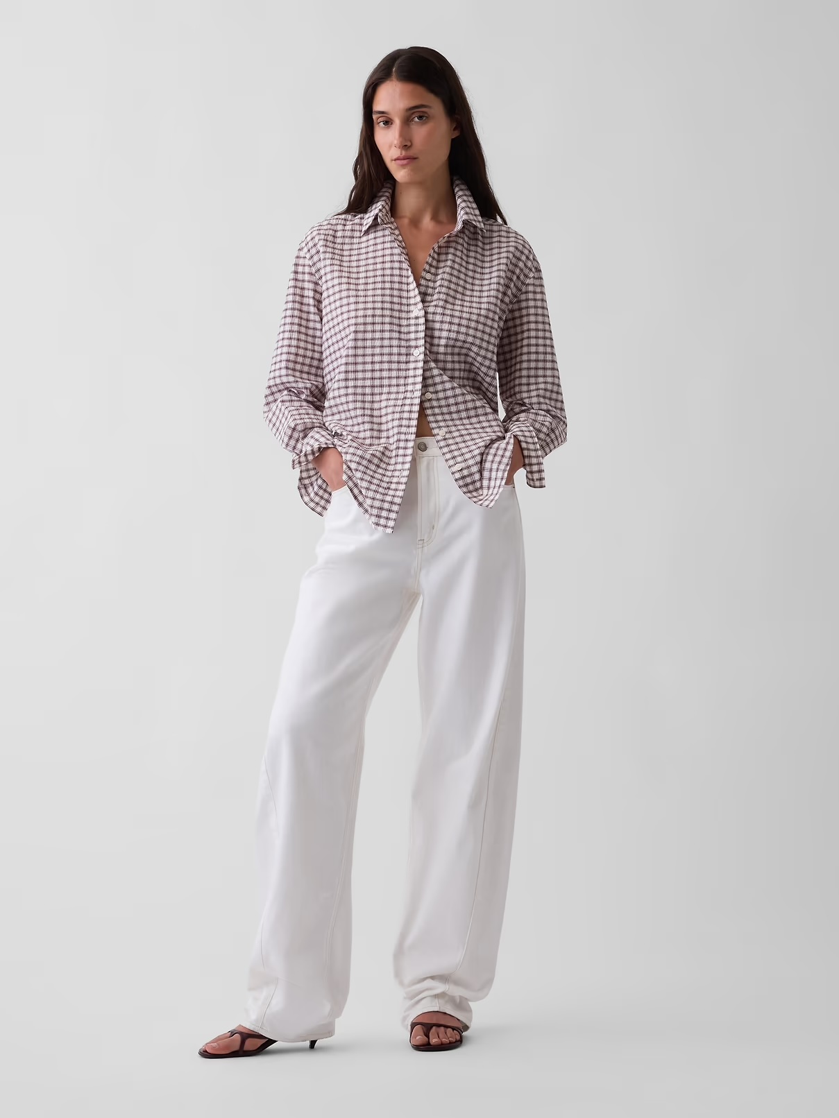 Gap, Seersucker Plaid Oversized Shirt