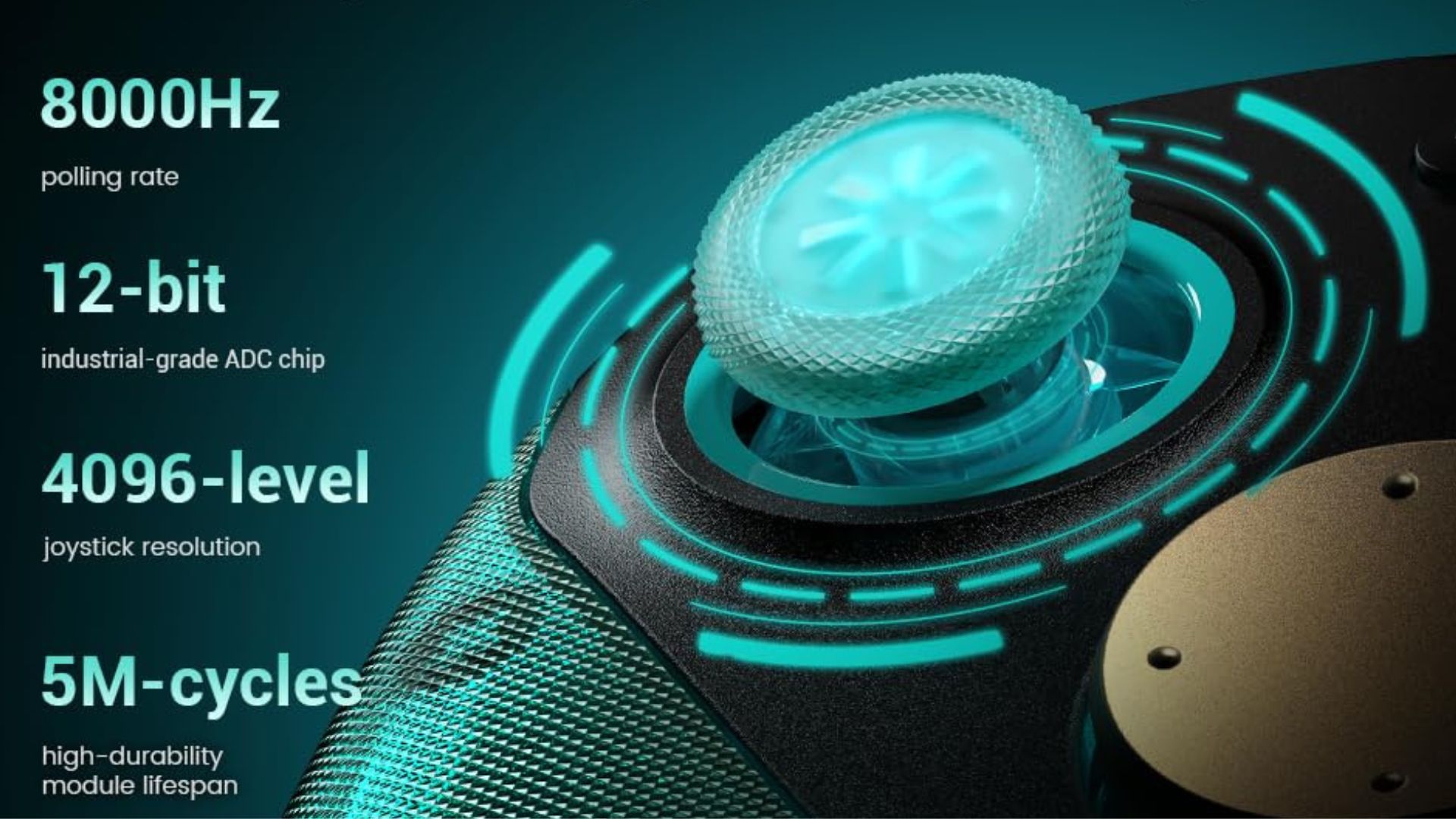 A close up of the TMR thumbstick on the GameSir G7 Pro 8K PC Aimlabs Edition