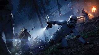 Ewoks fighting Stormtroopers