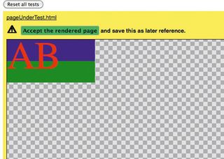 The default CSSCritic RegressionRunner.html. The page you are testing has been rendered and you can choose to save it as a reference image