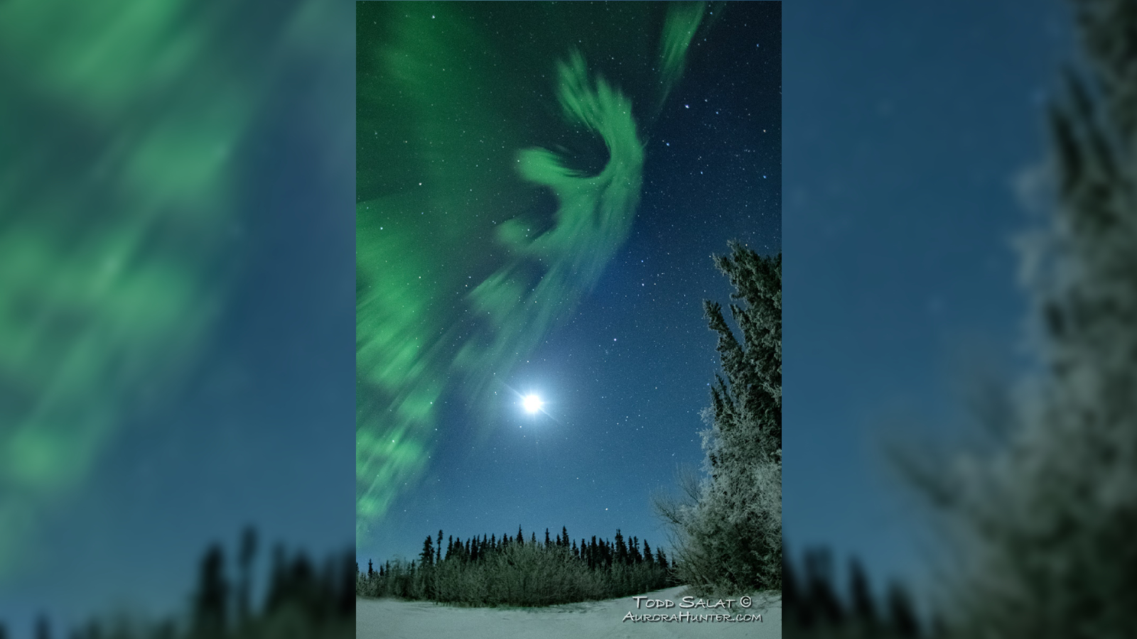 The expanded shape of the auroras flipped on its side