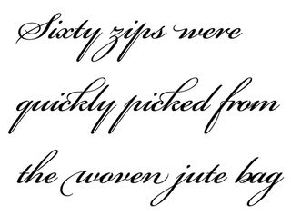 The OpenType version of Bickham Script boasts sophisticated typographical features such as flourished forms and alternative glyphs